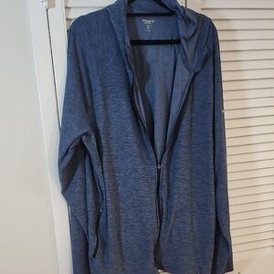 Old Navy Blue Heathered Full-Zip Hooded Jacket